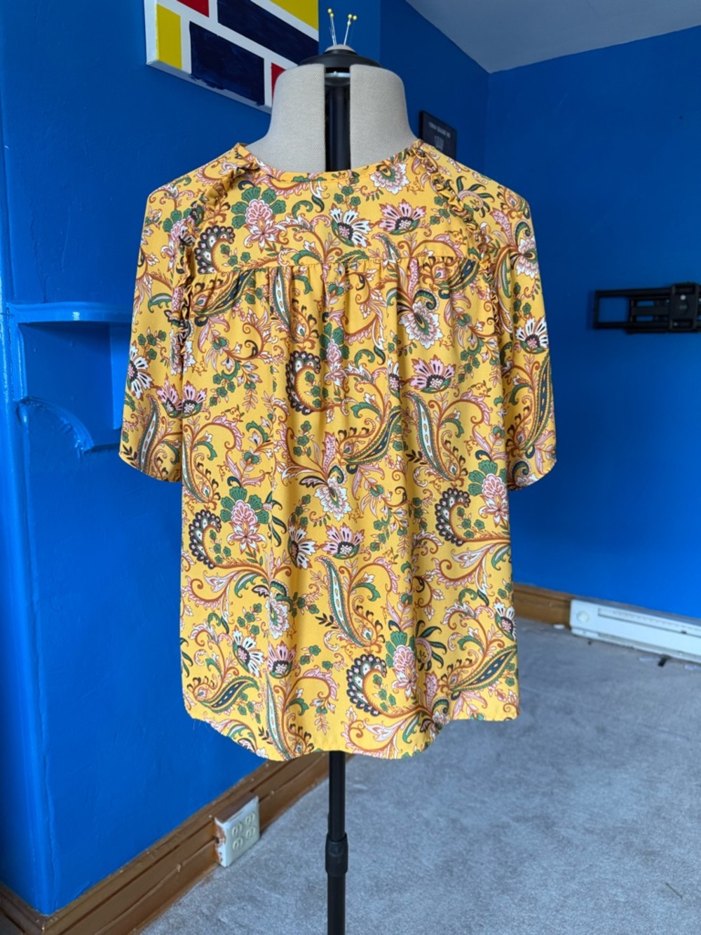Zac & Rachel Yellow Paisley Top 1X